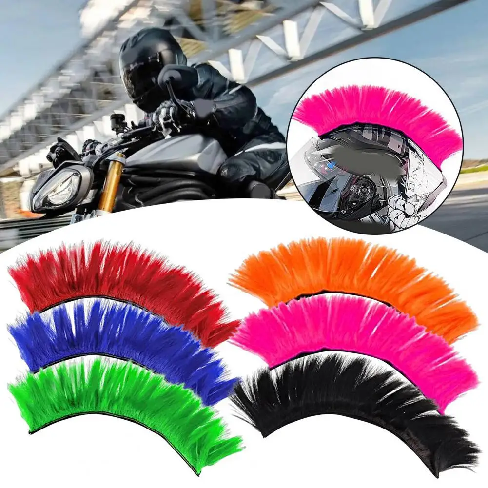 Mohawk Helmet Wig Cuttable Helmet Decorations Wigs Cockscomb Motocross Full Face Off Road Helmet Decoration Hair Sticker Paste