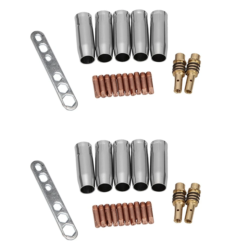 

36Pcs Welding Torch Kit Contact Tip 0.8Mm M6 & Tips Holder Difuser & Shield Cup For Mb15 15Ak Mig Welding Torch