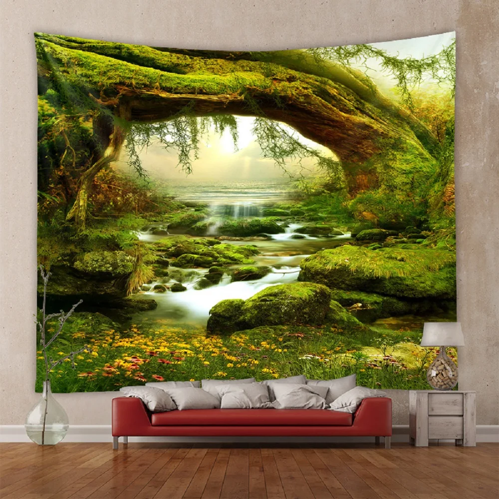 Forest Tree Of Life Decorative Wall Tapestry Landscapes Room Aesthetic Children's Bohemian Home Decoration Art Hanging Scene images - 6