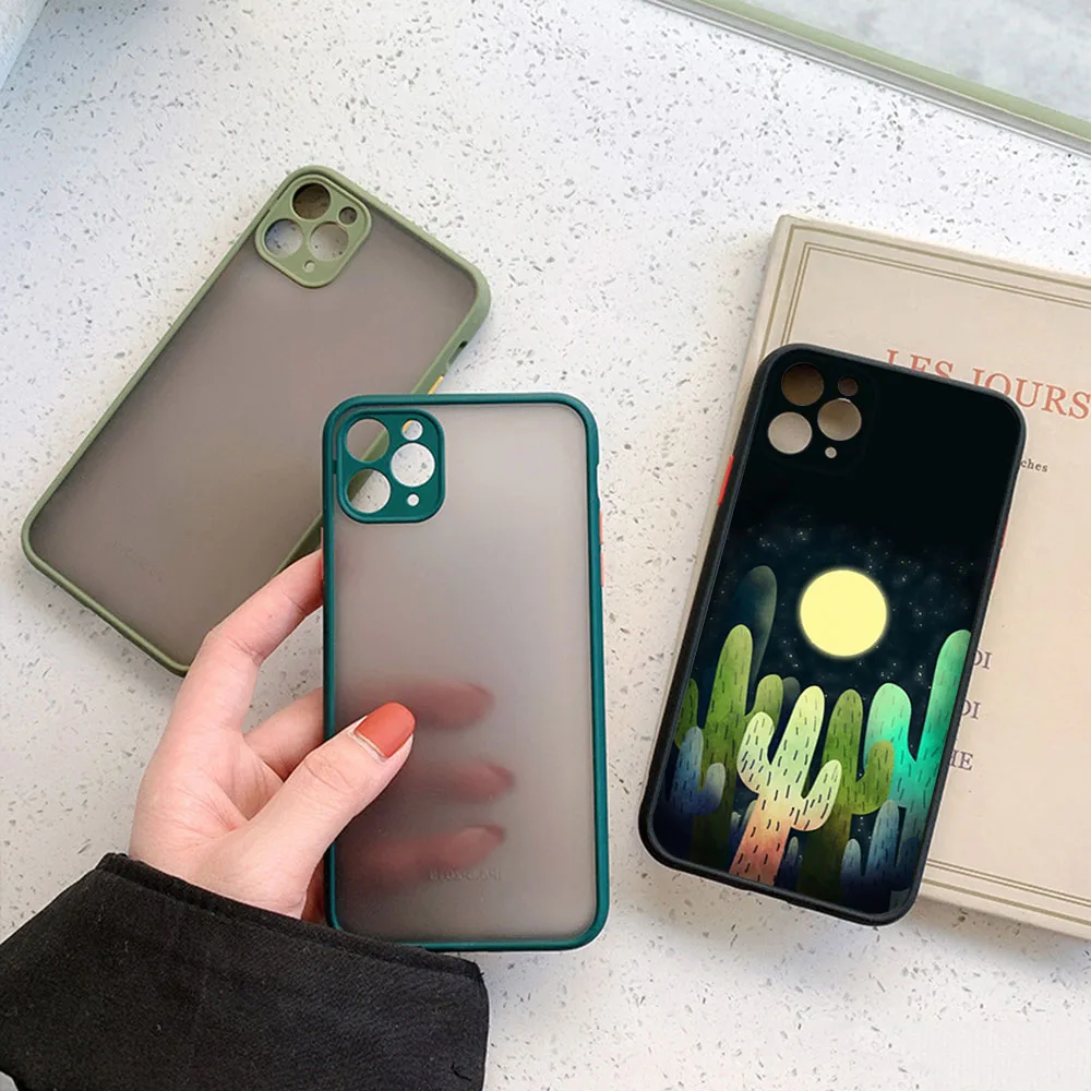 Для iphone 16 15 Pro 14 13 12 Mini 11 7 8 Plus XS Max XR Tropical Cactus Plants Мультяшные матовые полупрозрачные