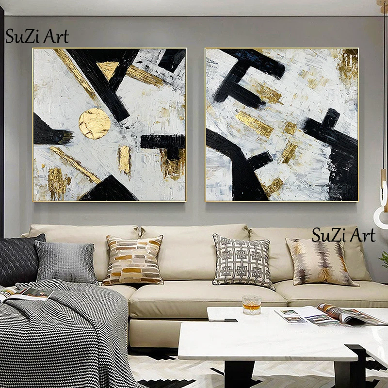 

Золотая/серебряная абстрактная картина ручной работы, Современная картина маслом на холсте, настенное искусство для гостиной, домашний дек...
