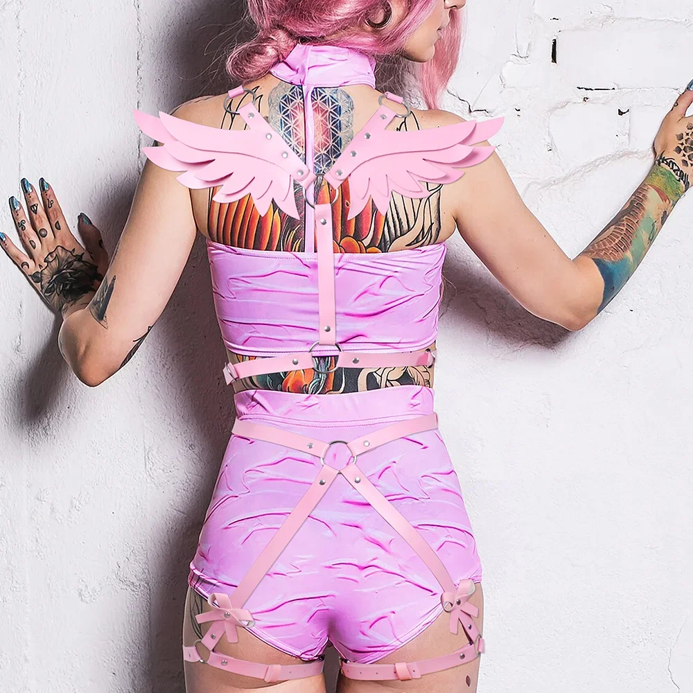 Комплект женских подвязок из искусственной кожи с крыльями ангела