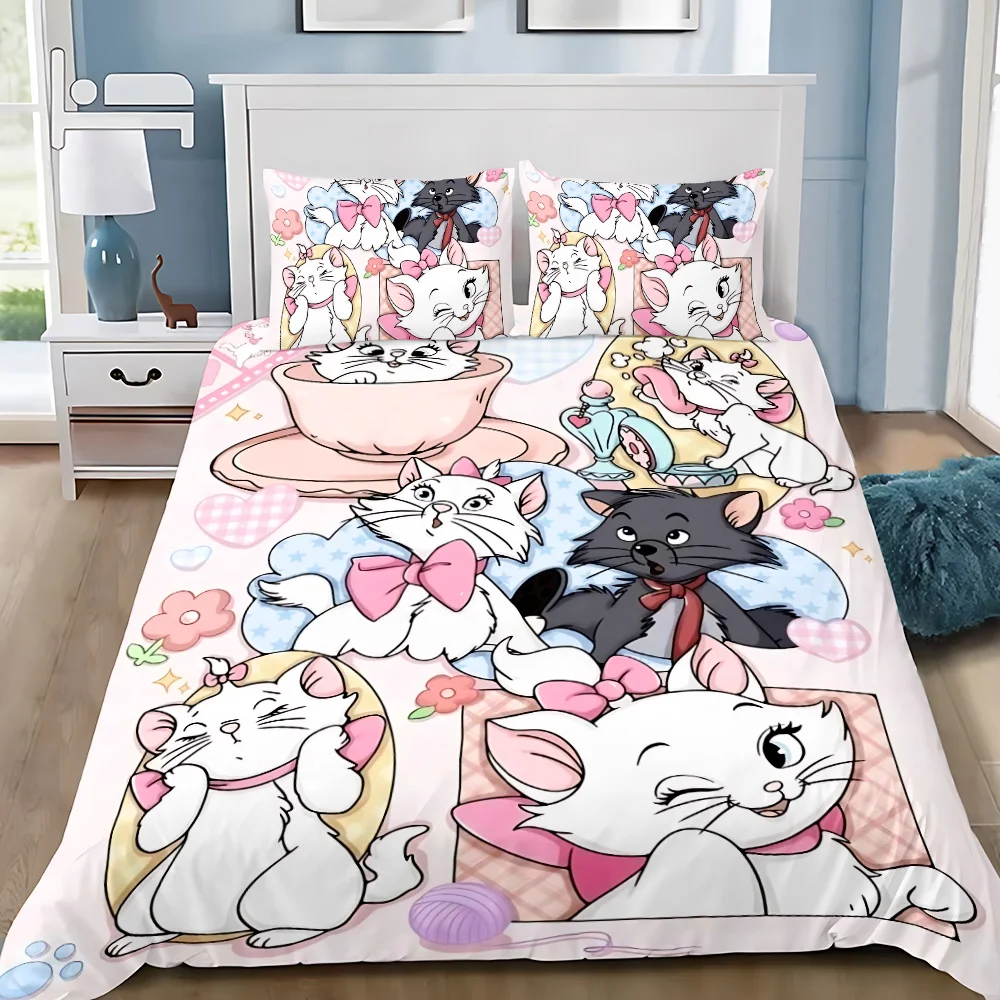 Aristocats розовый кот Мари пододеяльник наволочка комплект постельного белья для