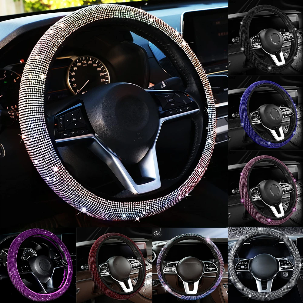 

Bling Car Steering Wheel Cover W/ Crystal Diamond Sparkling Car Suv Rhinestones Steering Wheel Protector Vehicle Auto Decoration