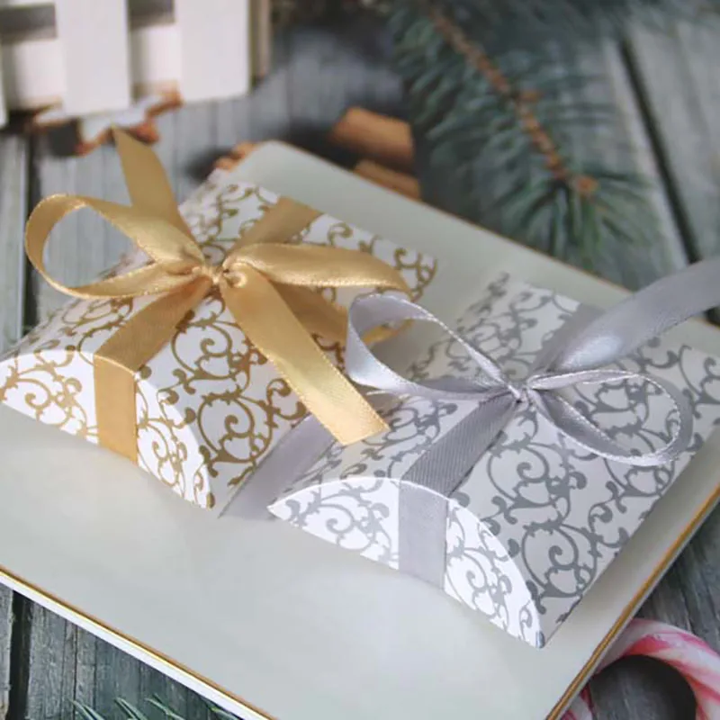 With Ribbon Gold Silver Pattern Vintage Wedding Decoration Christmas Baby Shower