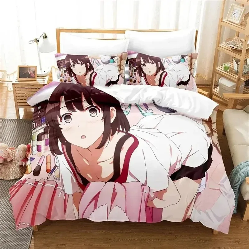 Anime Saenai Heroine no Sodatekata Megumi Kato Bedding Set Boys Girls Twin Queen Size Duvet Cover Pillowcase Bed Kids Adult