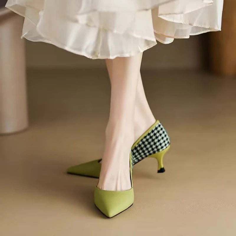 

BCEBYL новые туфли с острым носком, подходящие цвету, дышащие удобные женские туфли, пикантные Элегантные повседневные туфли на среднем каблуке