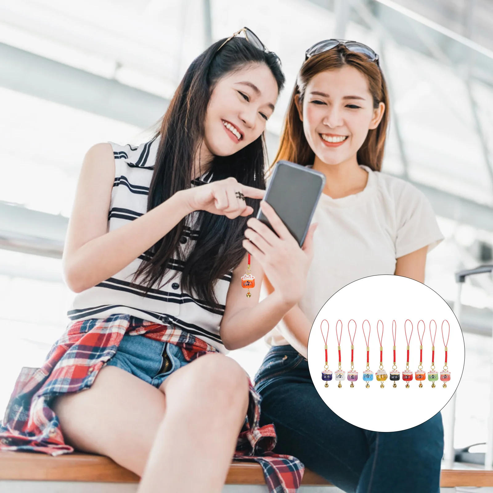 

10pcs Auspicious Hanging Ornament Cat Hanging Decoration for Phone Case