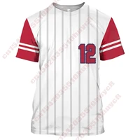 mens 3d printed baseball uniform oversized t shirt casual loose breathable short sleeve sports top 6xl