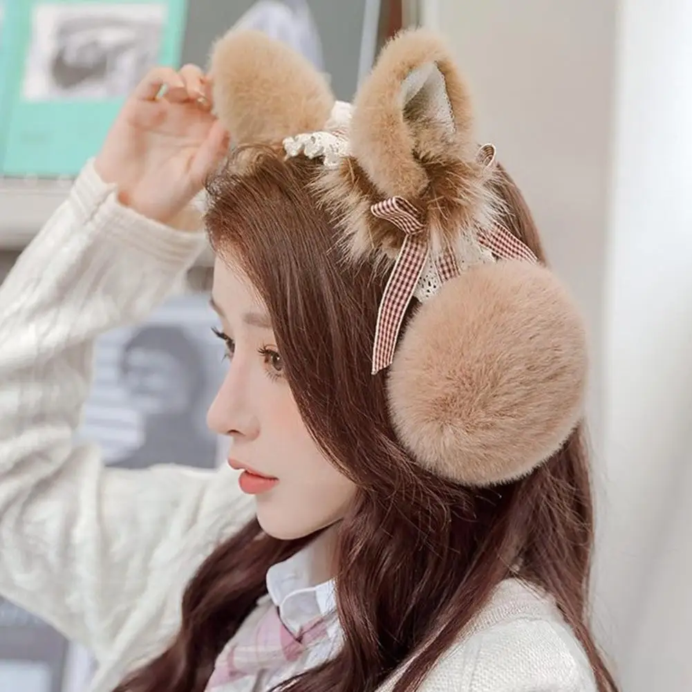 

New 1pcs Color Ladies Earmuffs Ear Lace Earflaps Winter Headphones Warm Skiing Riding Cute Ear Comfortable Cover And J2w3