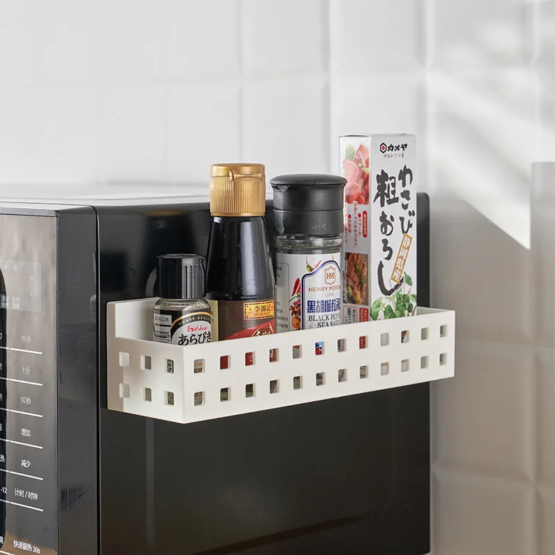 

Kitchen Storage Rack Punch Free Magnetic Absorption Refrigerator Microwave Oven Storage Shelf Seasoning Box Storage Rack