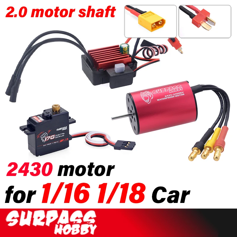

Surpass Hobby 2430 Brushless Motor 2S Combo 35A ESC 17g Digital Servo for 1/18 1/16 Rc Car Truck Off Road Drift Brushed Upgrade