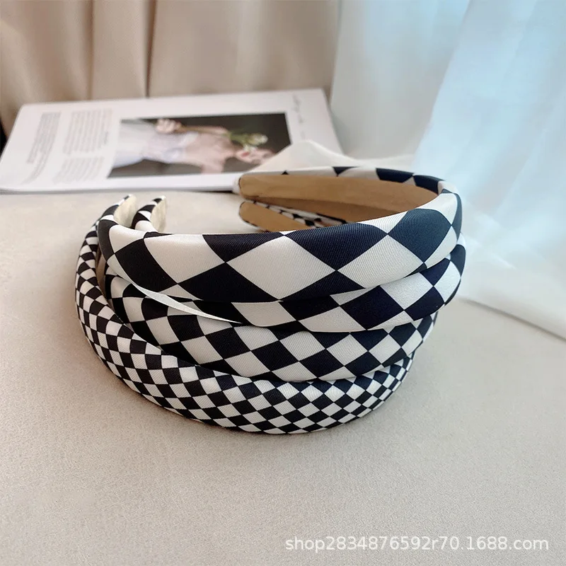 

Обруч для волос в Корейском стиле, тканевый милый обруч для волос в клетку, в стиле шахматной клетки, в стиле ins, милые аксессуары для волос