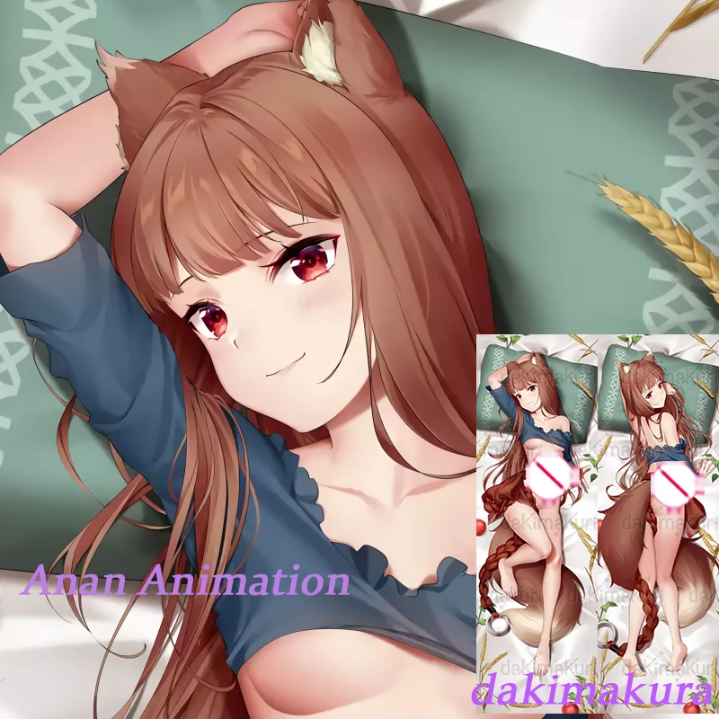 Двусторонняя наволочка Dakimakura с принтом аниме Holo Spice Wolf в натуральную величину