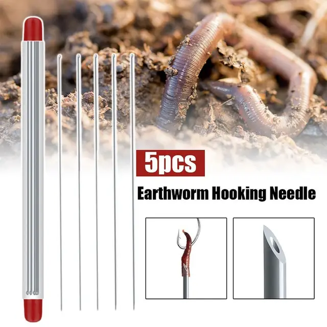 Hot Quick Earthworm Hooking Needle Pins Hollow Gas Needle Fishing Tools Worm Baiting Needle Driller No-Escaping Hook Needles 1