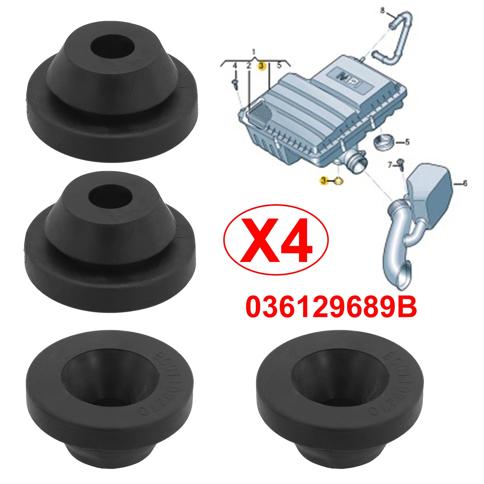 

Крепления крышки корпуса воздушного фильтра Резиновое крепление крышки двигателя Резиновый фильтр воздухоочистителя автомобиля 036129689 B, 4 шт., черный