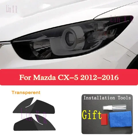 2 шт. для Mazda CX5 CX-5 KF 2012-2016 KE 2017-2021, тонировка автомобильной фары, Черная защитная пленка, прозрачные наклейки из ТПУ, аксессуары