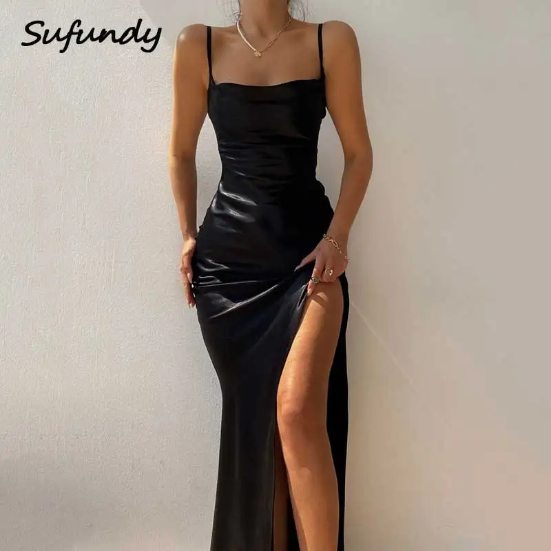 

Женское длинное платье с открытой спиной, с разрезом