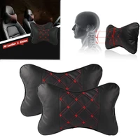 solid breathable pu auto universal head support headrest waist protection car pillow