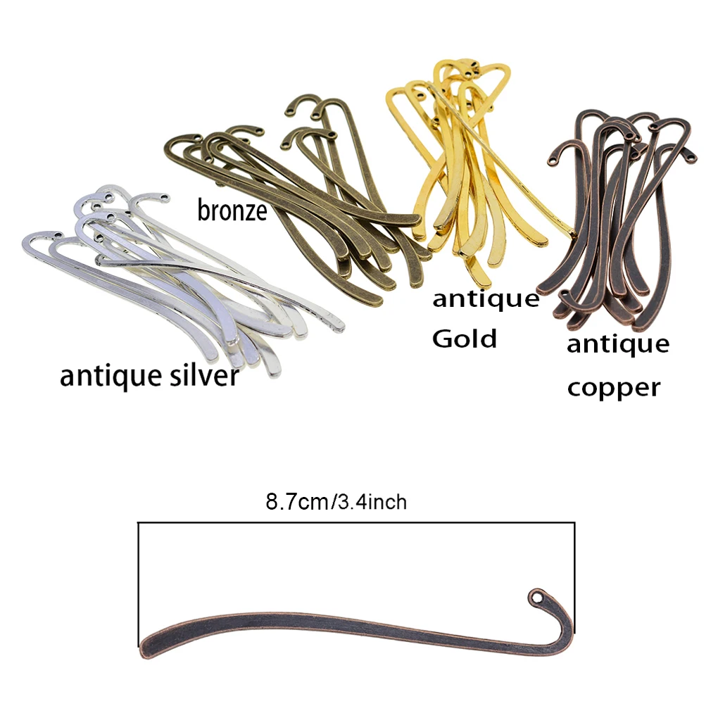 

24 Pieces Hook Bookmark Jewelry Making Bookmarks Office Hairpin Beads Homemade DIY Crafts Accessories Antique Gold