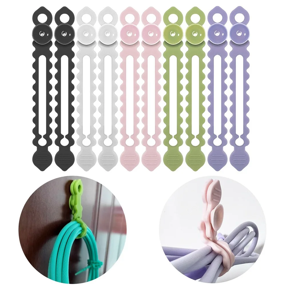 

5PCS Silicone Wire Binding Organizer Data Cord Tie Management Cables Winder Holder For Earphone Charger USB Line Strap Ties