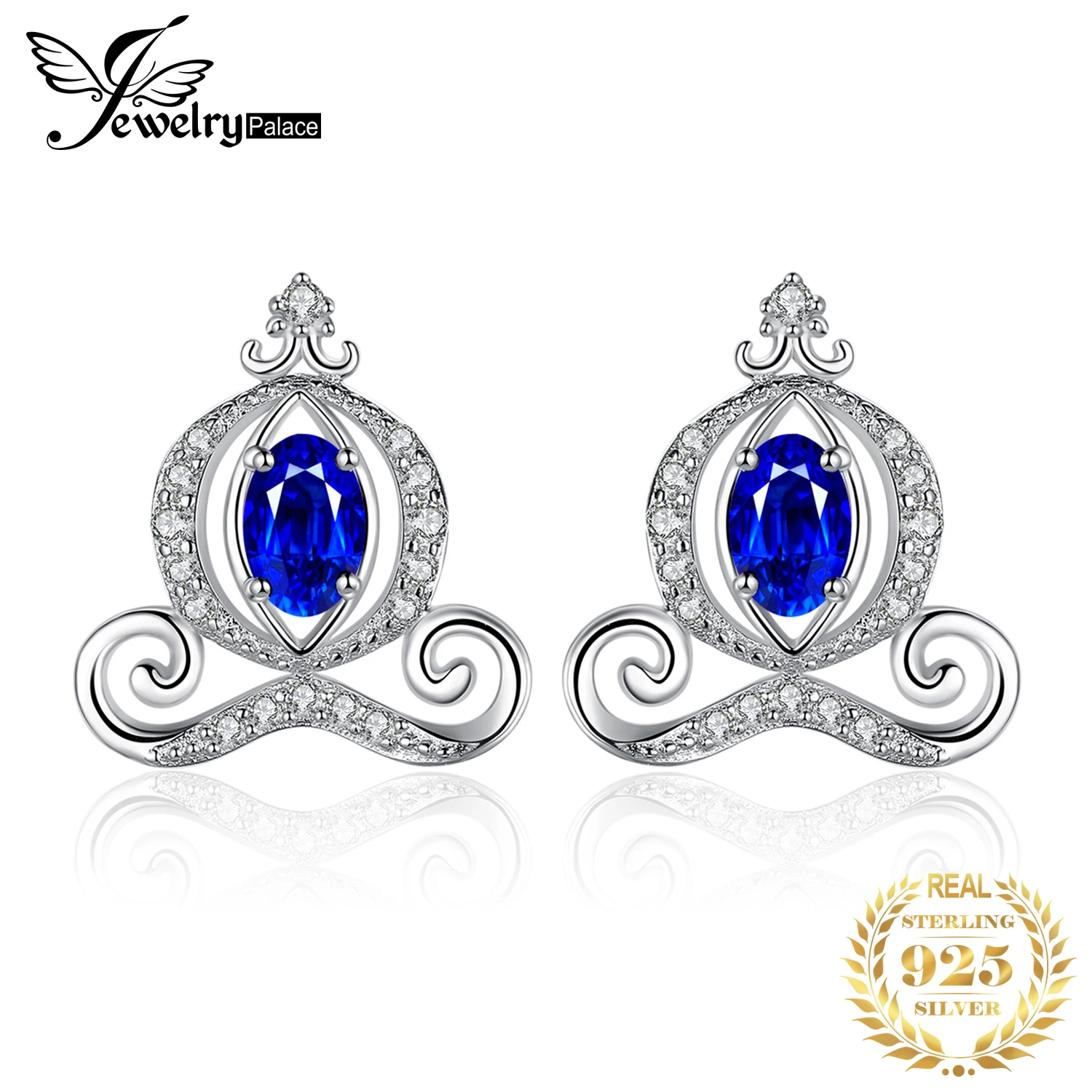 

Jewelrypalace Pumpkin Carriage Created Sapphire 925 Sterling Silver Stud Earrings for Women Gemstone Fine Jewelry Birthday Gift