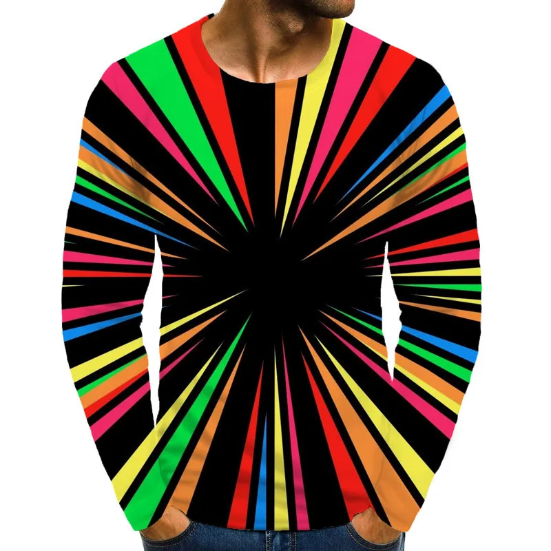 

Футболка мужская с круглым вырезом, длинным рукавом и 3D-принтом