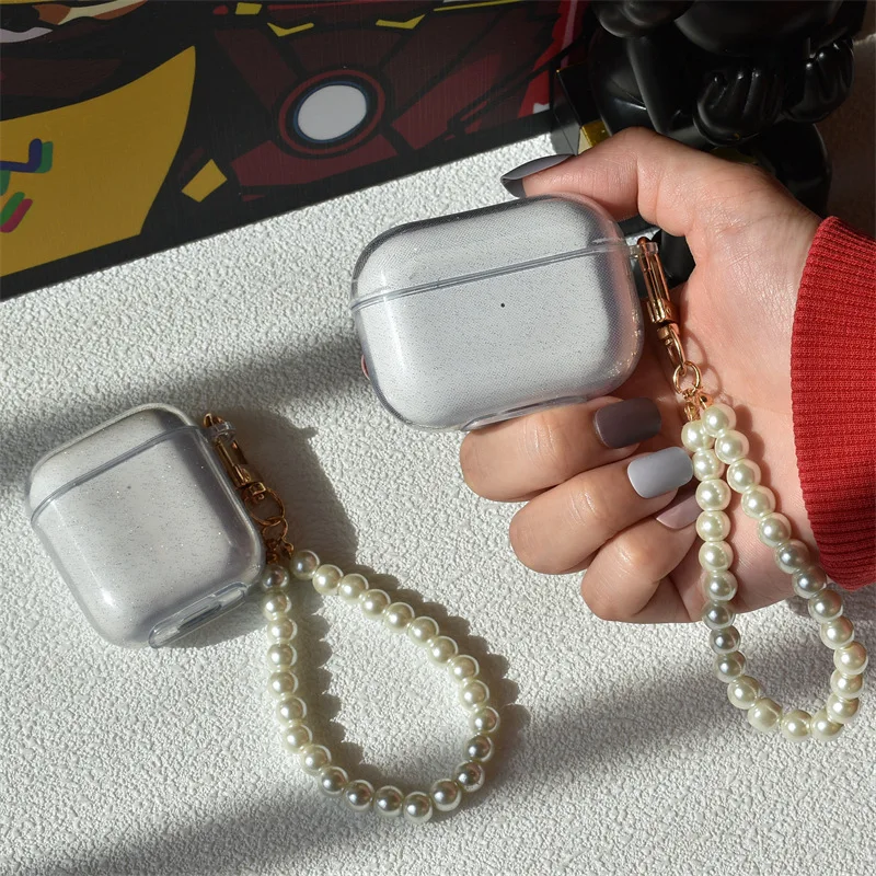 Фото Блестящий прозрачный чехол для наушников AirPods Pro 3, чехол для AirPods 4 Pro 2, мягкий TPU-чехол с подвеской в виде ромашки. №5