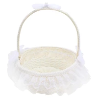 1pc wedding flower basket lace hand held basket flower children basket lace european style wedding lace flower basket