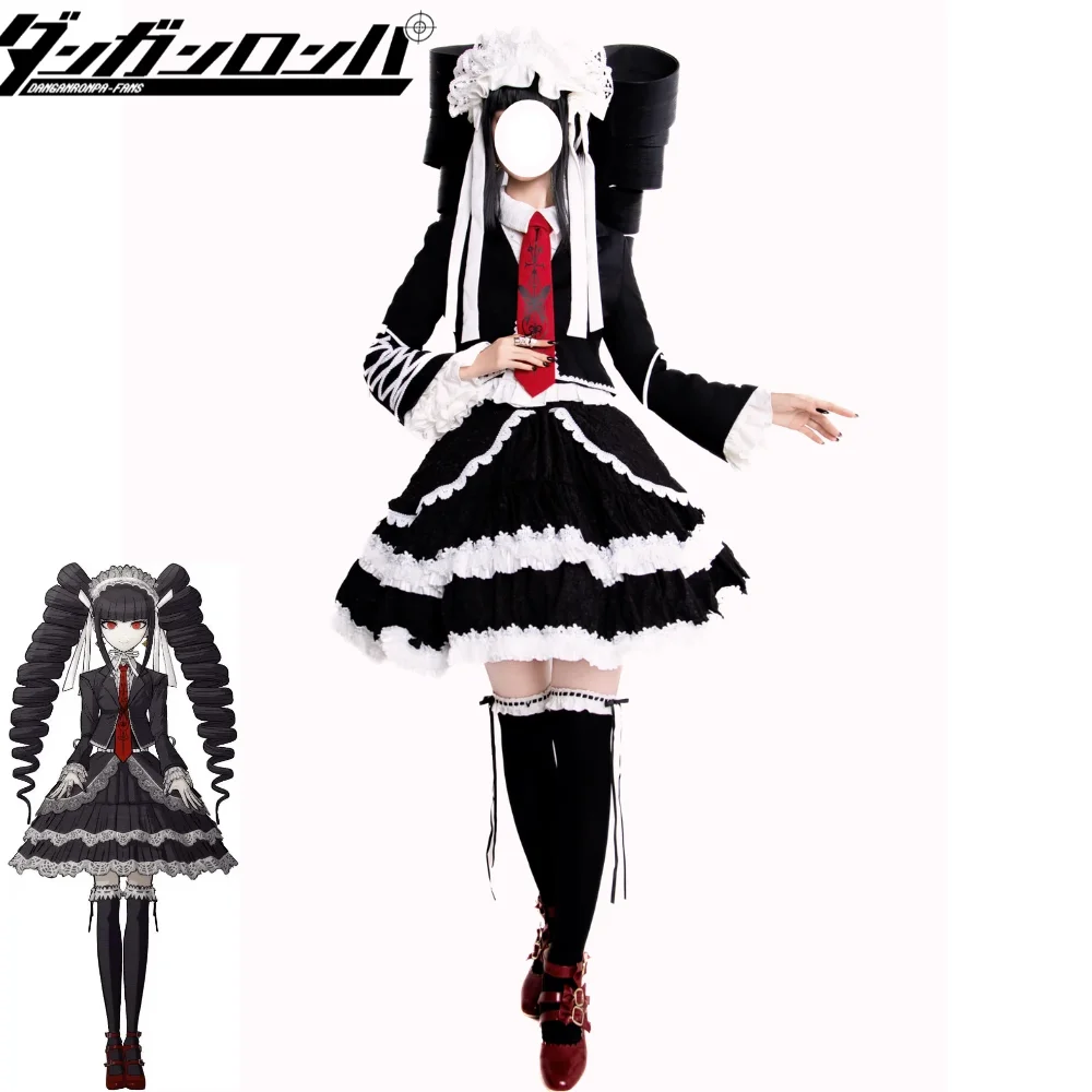 Фото Костюм для косплея Danganronpa Celestia Ludenberg: школьная форма Yasuhiro Taeko с париком для Хэллоуина, комик-конов и вечеринок №2