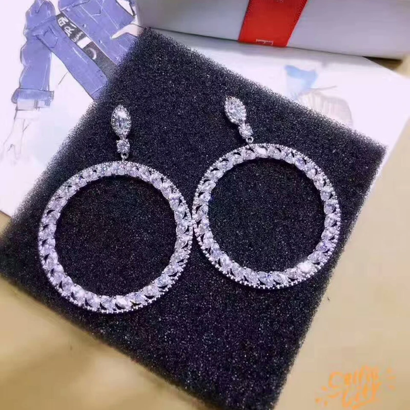 

Модные красивые серьги в богемном стиле с зеленым кубическим цирконием, большие круглые женские серьги-подвески для свадебной вечеринки, ю...