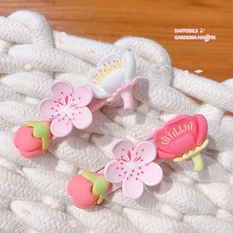 

Korean Pink Floral Hair Pin Sweet Hair Clip Claw Clamp for Children Hair Clips Hair Claw Headwear Girls Kids Hair Accessories