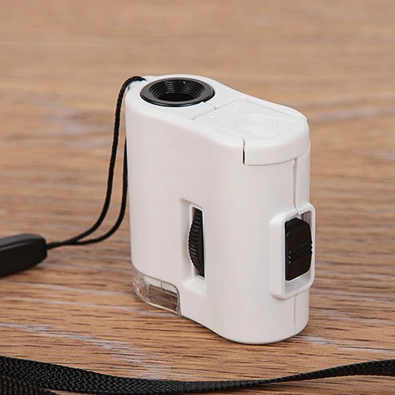 

37MD 60x Handheld Mini Pocket LED Loupe Magnifier with 2 LED Source & UV Light Currency Detector Jeweler Magnifier Durable