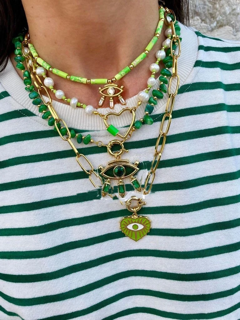 Роскошное летнее богемное керамическое ожерелье из натурального камня в стиле