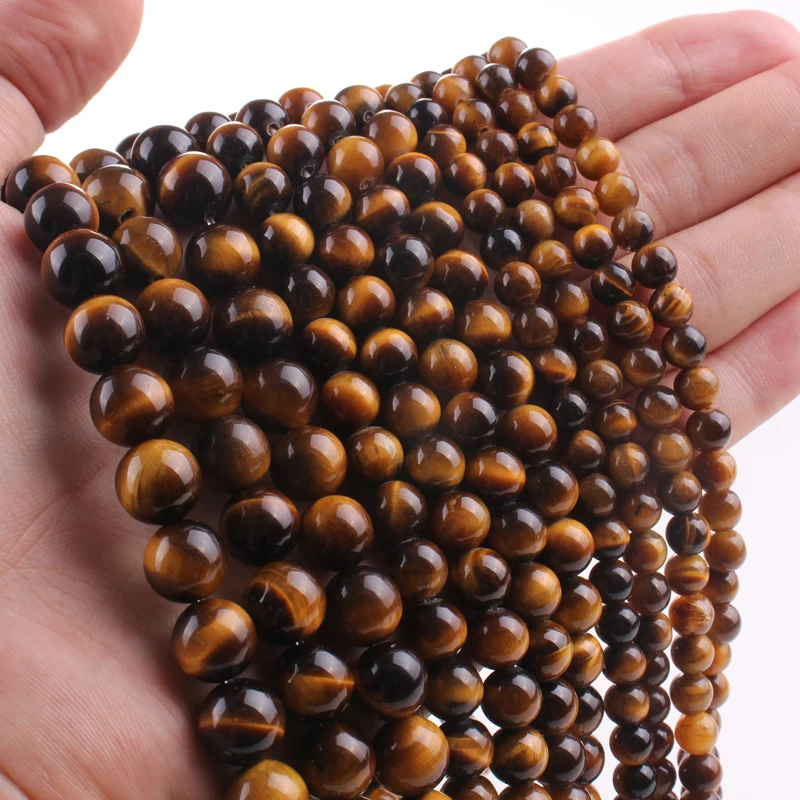 Natural Stone Multicolor Tiger Eye Beads Yellow Rose Round Loose Beads For Making Bracelets Jewelry DIY Accessories 15