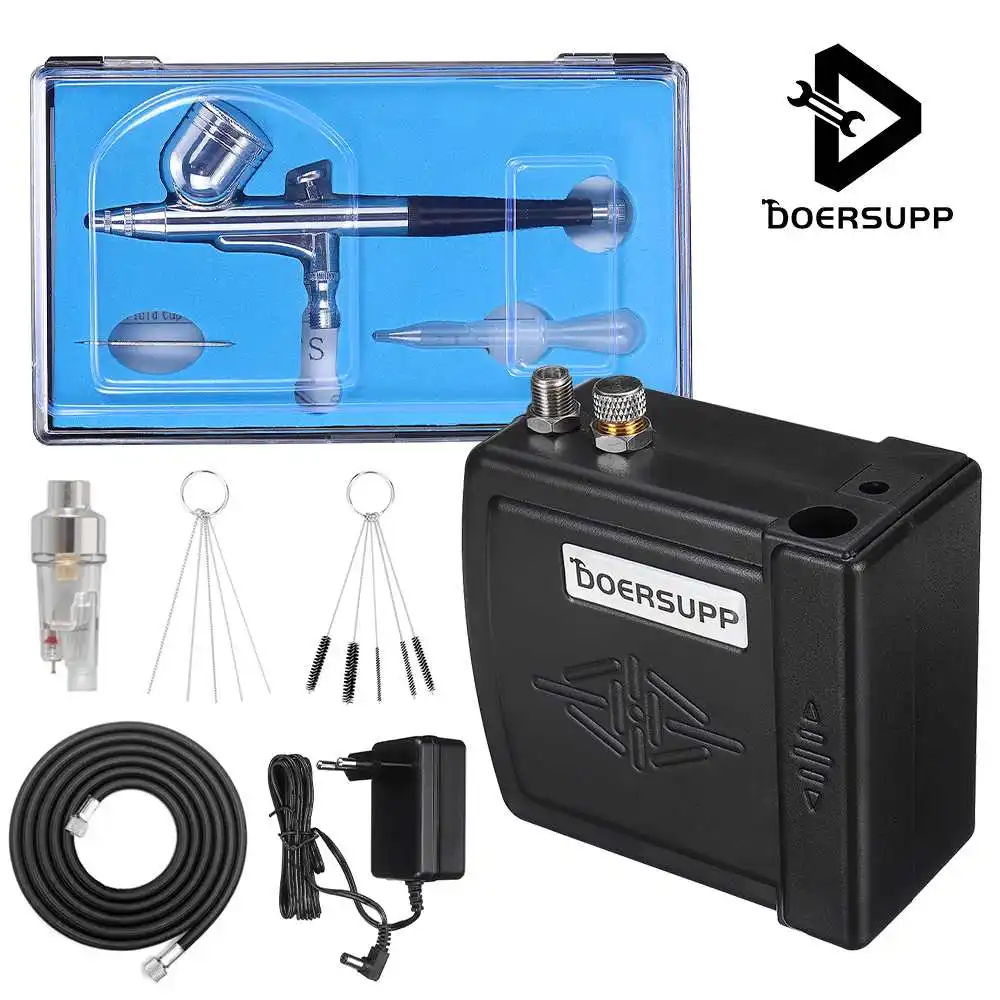 

7cc 0.3mm Dual Action Airbrush With Air Compressor Kit Airbrush Sprayer Airbrush Spray Gun for Model Cake Painting Nail Art