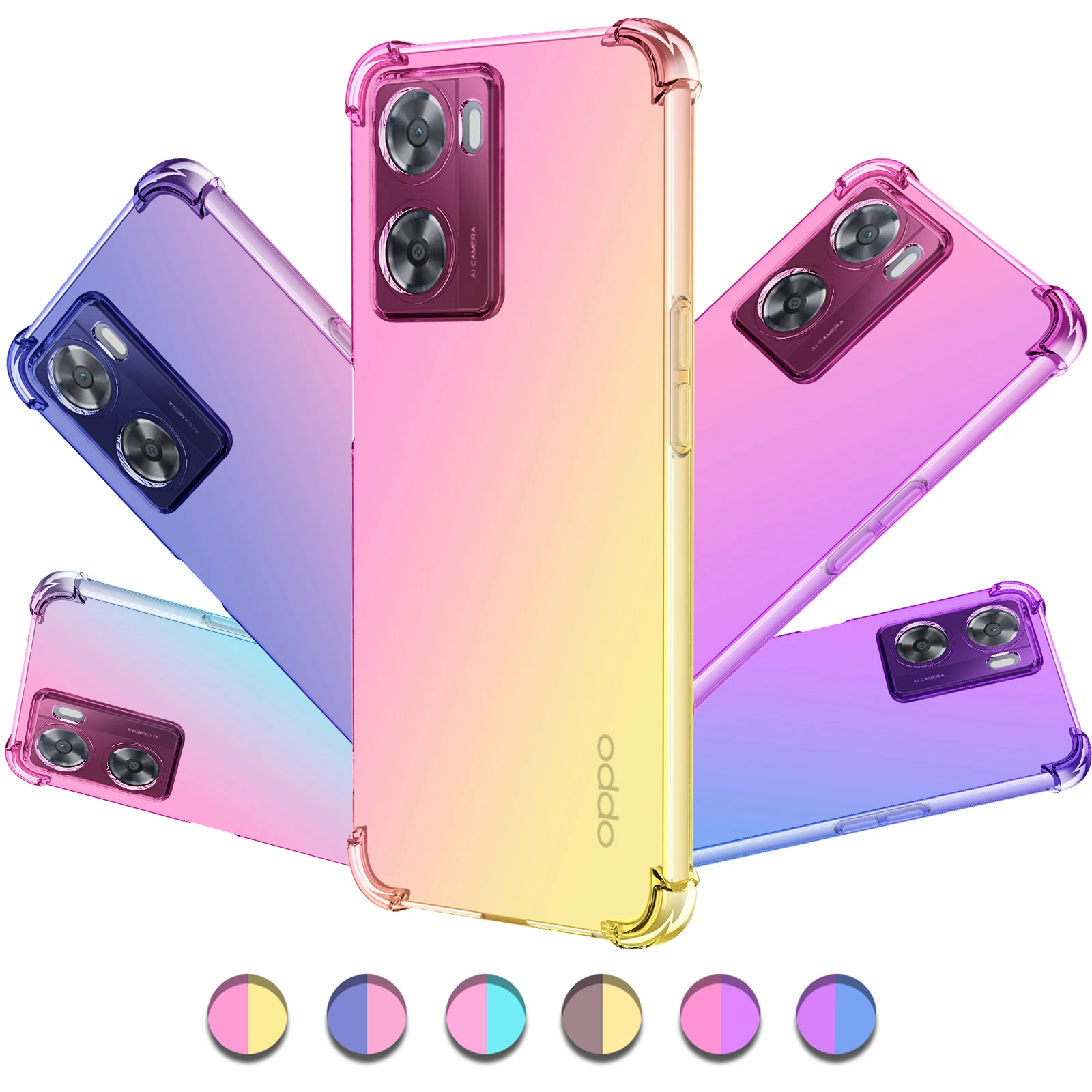 

For Oppo A57 A57S A57E A77S A77 4G 5G Phone Case,Hybrid Cute Gradient TPU Bumper Shock Absorption Flexible Drop Protection Cover