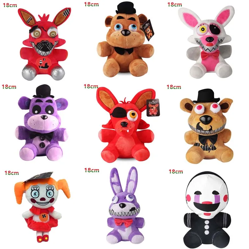 High quality Toy 18cm FNAF Golden Freddy foxy Bonnie Chica Sister Location stuffed doll cupcake Freddy Fazbear plush toys images - 6