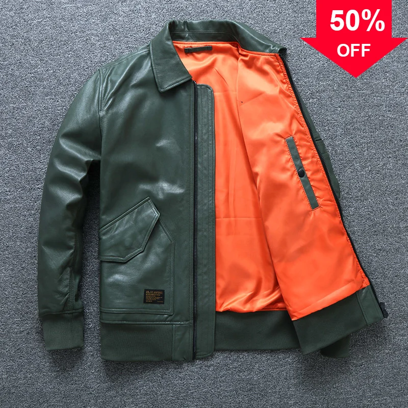 

Aoottii Plus Size Genuine Leather Jacket Men Clothes 2022 Winter Sheepskin Coat Streetwear Mens Moto Biker Leather Jackets 1902