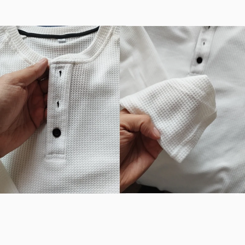 Parklees Grey Waffle Mens Henley Shirt Casual Solid Breathable High Quality Shirts Regular Fit Long Sleeve Basic Tops Tees Homme