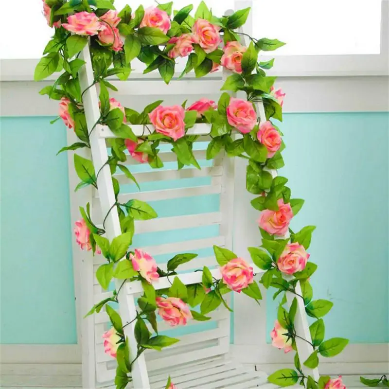 

2.4m Artificial Flowers Easy Clean Durable Ivy Vine Rose Hanging Garland Party Garden Dressing Silk Flower Wedding Decoration