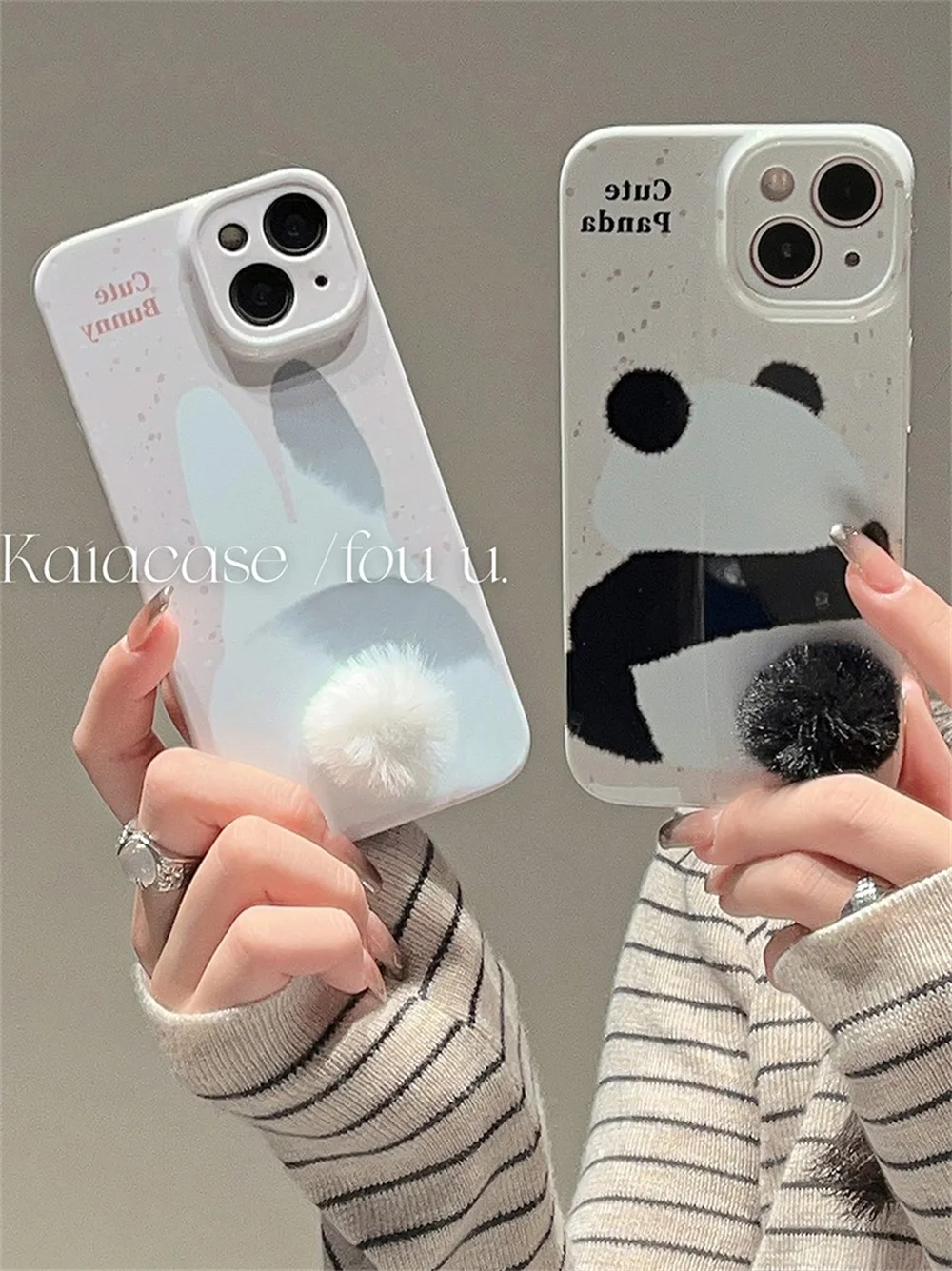 

Rabbit Panda Plush Phone Case for iPhone13pro Apple 14/13/12/11 Personality Cute Phone Case