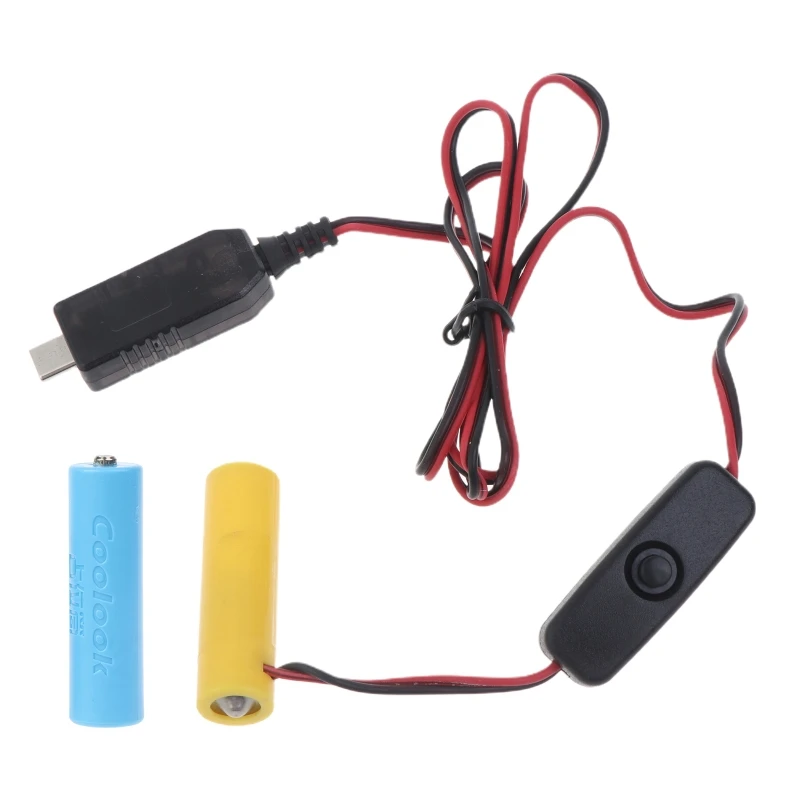 

AA Dummy Battery Eliminator USB C Power Supply Cord for 3V AA Household Devices