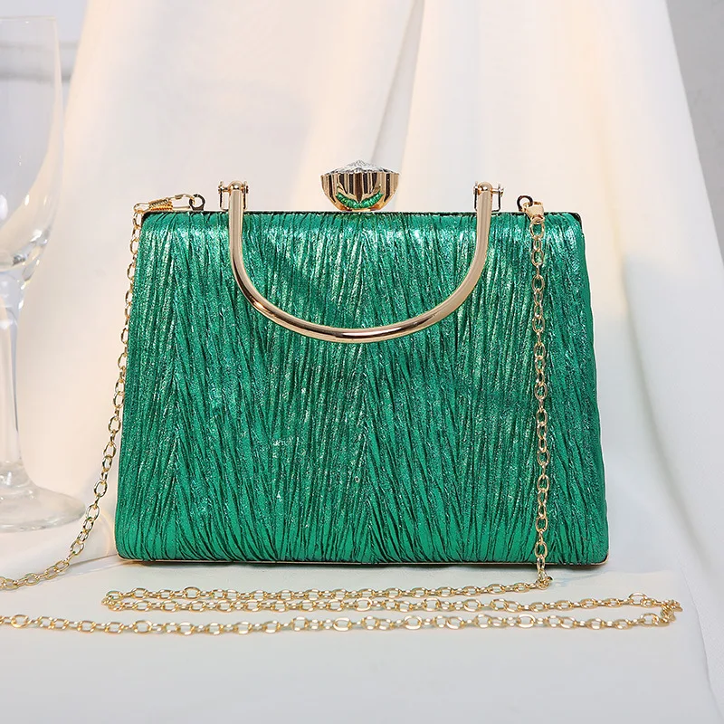 Handheld Dinner Bag, Pleated Banquet Bag, Dress Women's Small Square Bag, Stylish Clutch