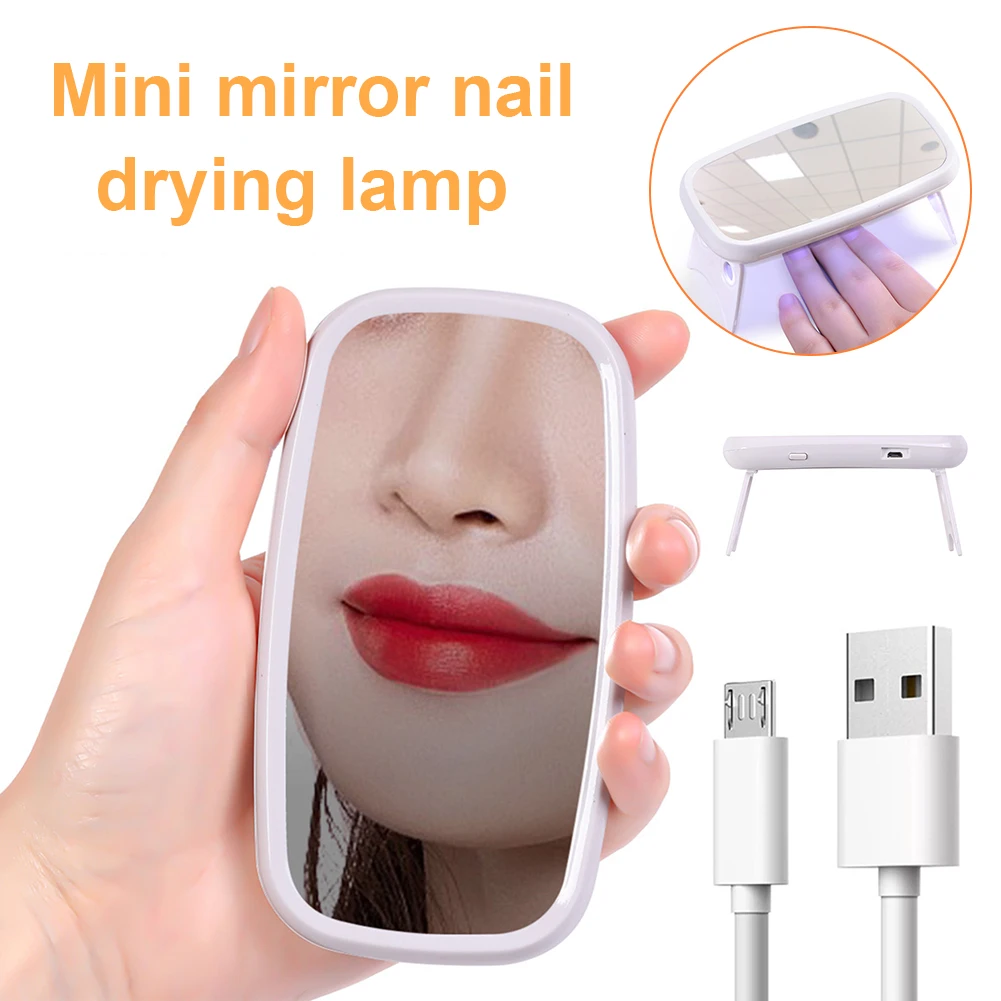 

8W Nail Drying Lamp With Makeup Mirror UV/LED Nail Dryer Portable Nail Lamp Manicure Machine Home Use Nail Art Tools