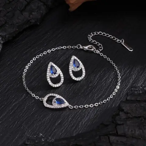 ZAKOL полые простые модные женские серьги с кубическим цирконием, браслет из 2 предметов, блестящий очаровательный подарок для вечеринки, комплект ювелирных изделий для женщин