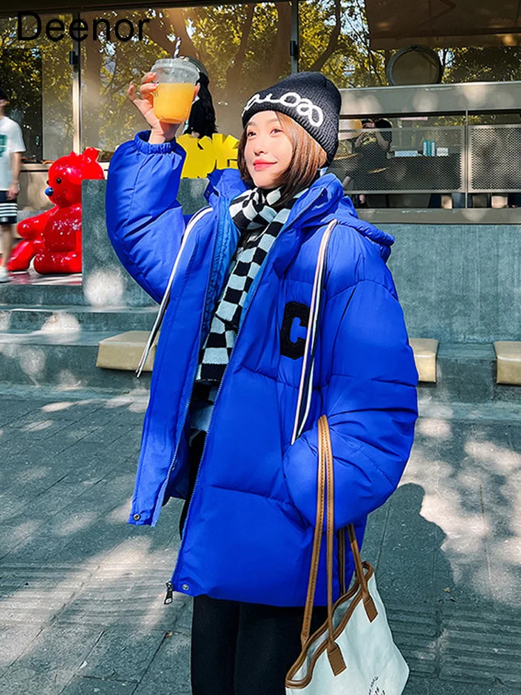 2022 New Autumn Winter Loose Jacket Hooded Coat Women Overcoat Solid Cotton-padded Clothes Female Parka Outerwear