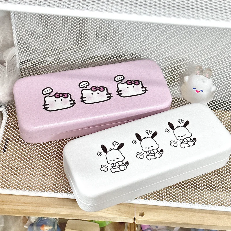 

Kawaii Sanrio Glasses Case Sunglasses Portable Anti-pressure Anime Hellokittys Pochacco Waterproof Leather Glasses Storage Box