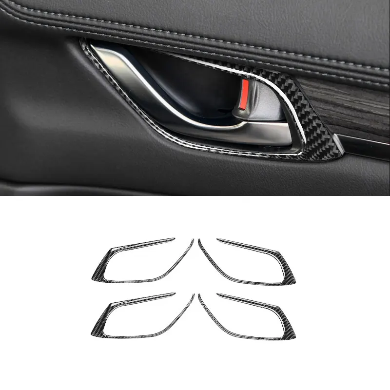 

For Mazda CX-5 CX5 2017 2018 4PCS Carbon Fiber Car Interior Door Pull Handle Frame Cover Decor Trim