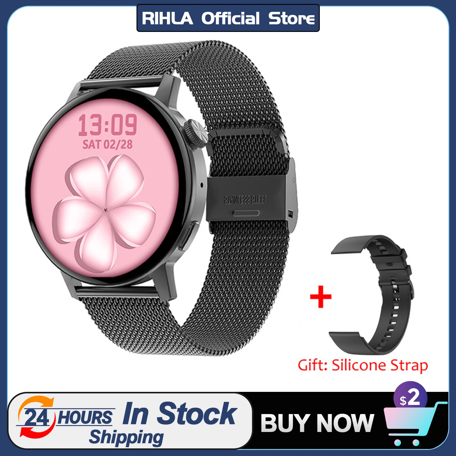 

Смарт-часы RIHLA DT3, 1,19 дюйма, GPS-трек, AI-голос, 200 +